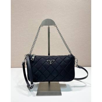 Prada Quilted Nylon Chain Bag 1BH026 Black 2024 (YZ-240524032)