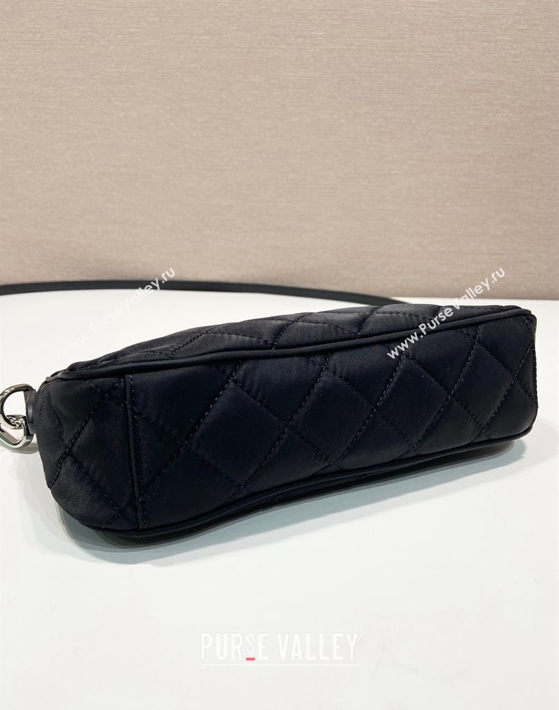 Prada Quilted Nylon Chain Bag 1BH026 Black 2024 (YZ-240524032)