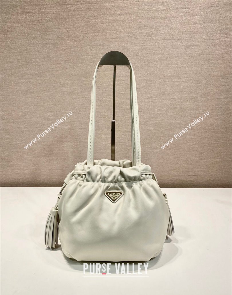 Prada Lambskin Bucket bag White 2024 1BG541 (YZ-240524033)