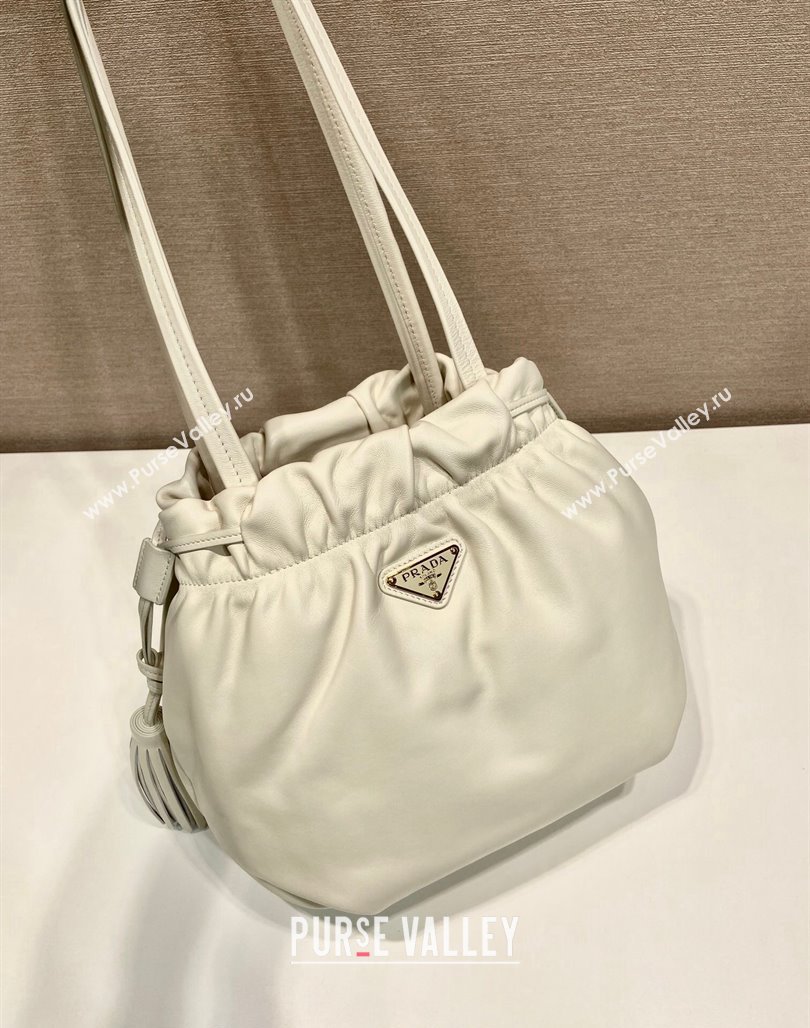 Prada Lambskin Bucket bag White 2024 1BG541 (YZ-240524033)