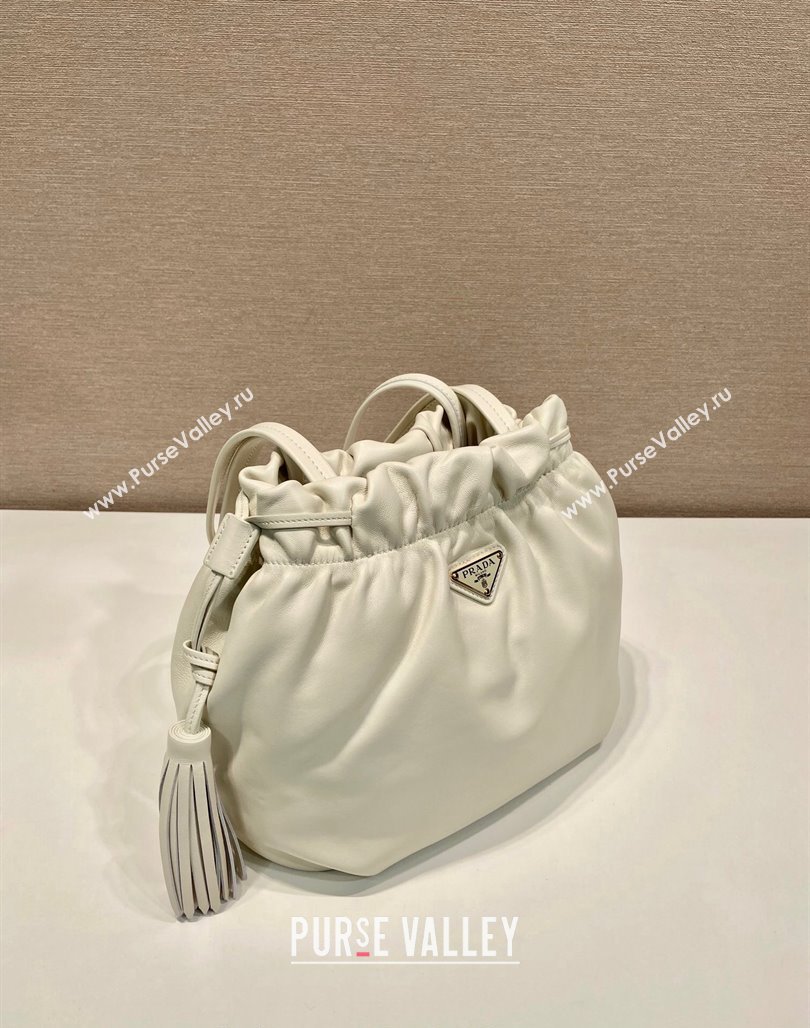 Prada Lambskin Bucket bag White 2024 1BG541 (YZ-240524033)