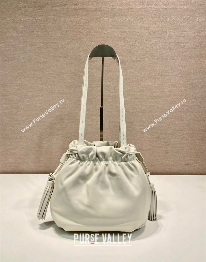 Prada Lambskin Bucket bag White 2024 1BG541 (YZ-240524033)