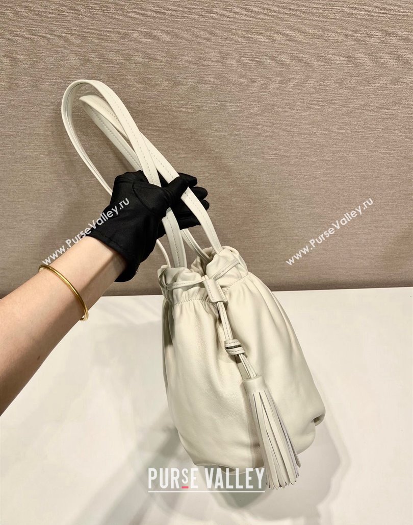 Prada Lambskin Bucket bag White 2024 1BG541 (YZ-240524033)