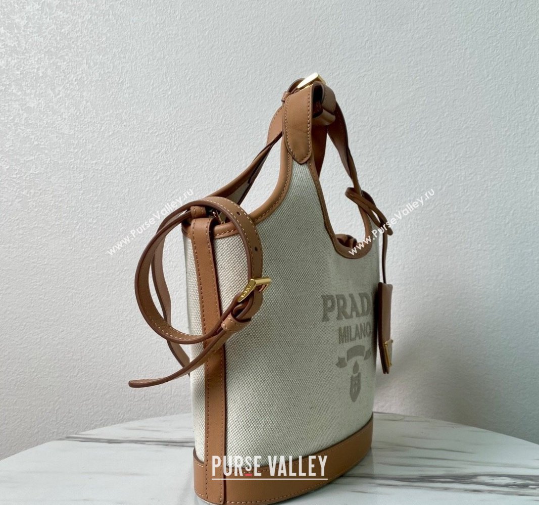 Prada Linen blend and leather mini-buckle bag 2024 1BE074 (YZ-240524039)