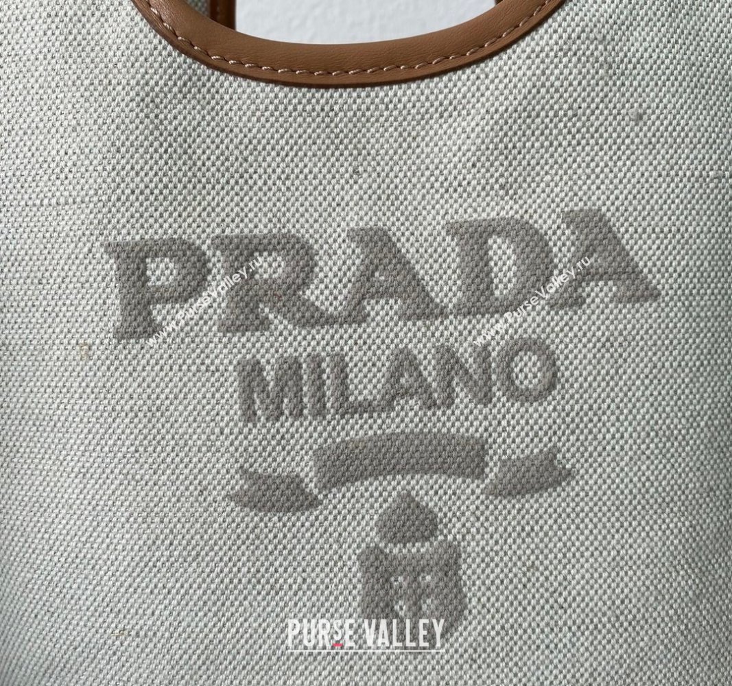 Prada Linen blend and leather mini-buckle bag 2024 1BE074 (YZ-240524039)