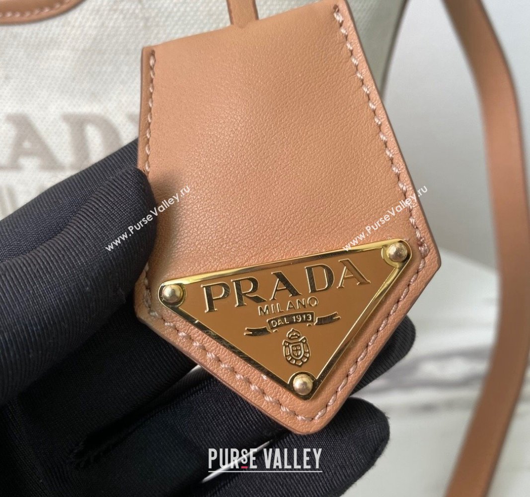 Prada Linen blend and leather mini-buckle bag 2024 1BE074 (YZ-240524039)