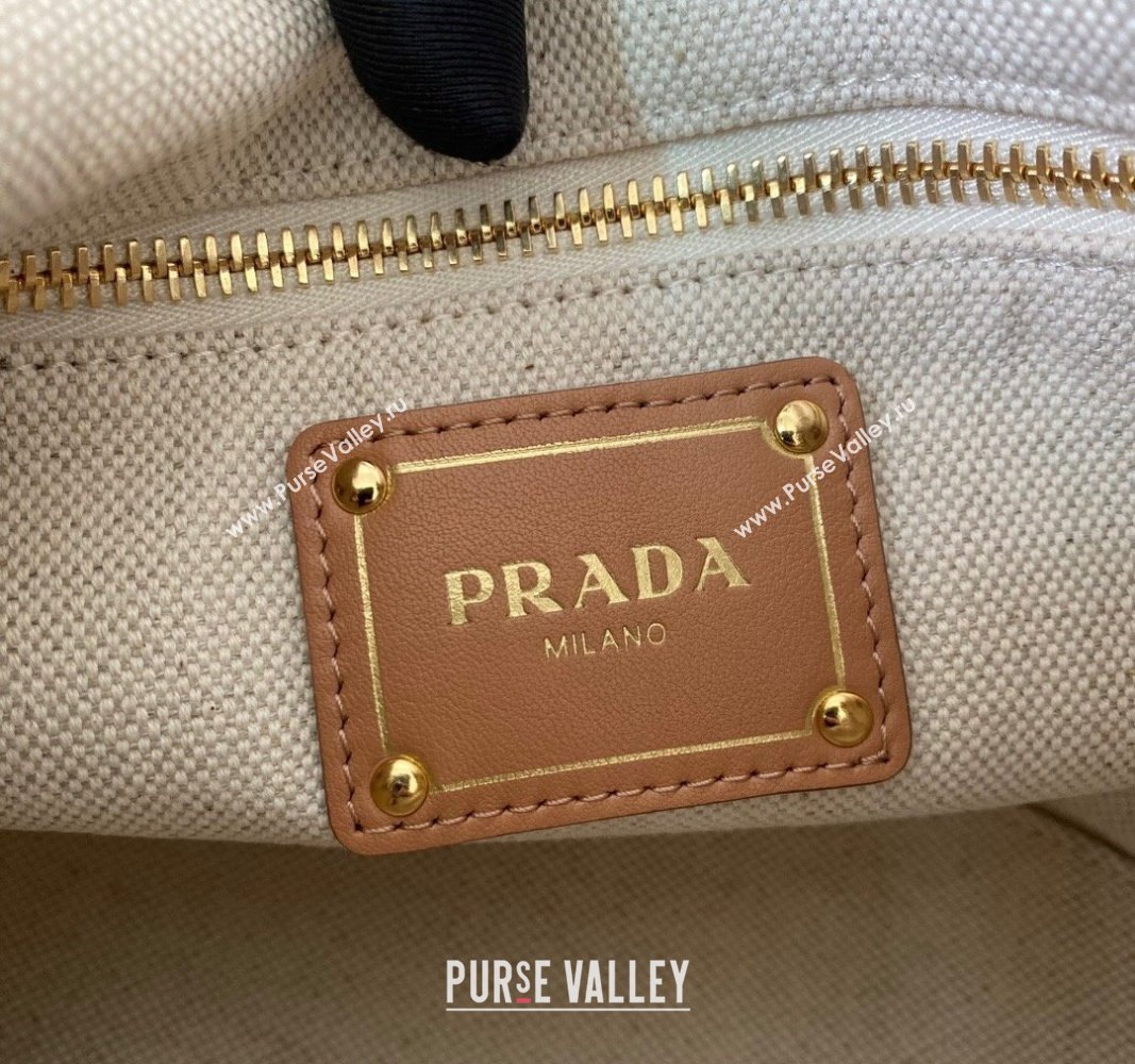 Prada Linen blend and leather mini-buckle bag 2024 1BE074 (YZ-240524039)