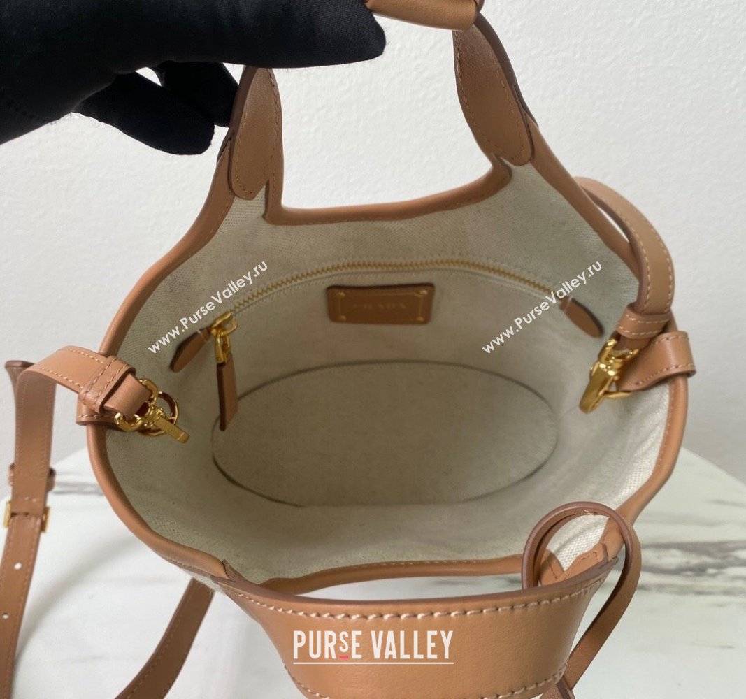 Prada Linen blend and leather mini-buckle bag 2024 1BE074 (YZ-240524039)