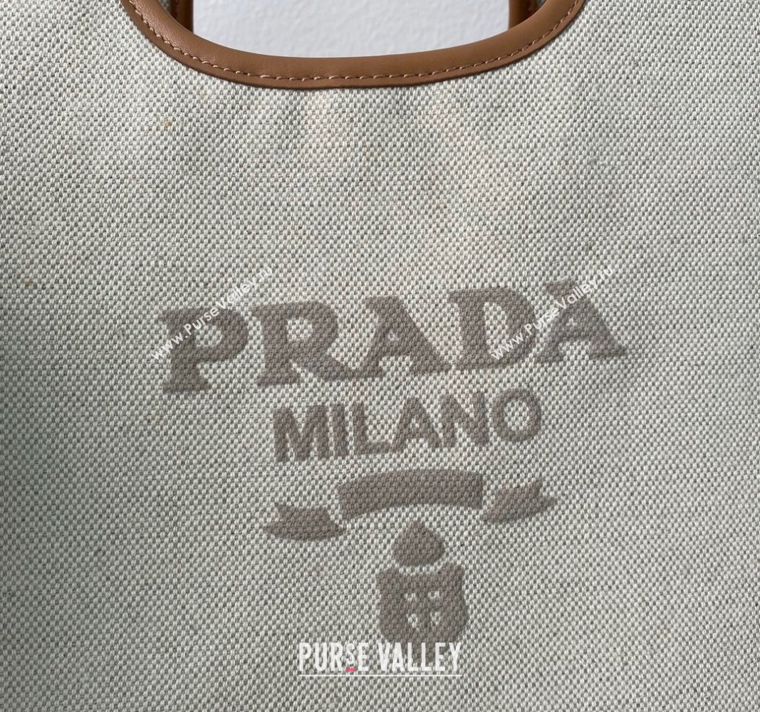 Prada Linen blend and leather Medium buckle tote bag 2024 1BG471 (YZ-240524040)