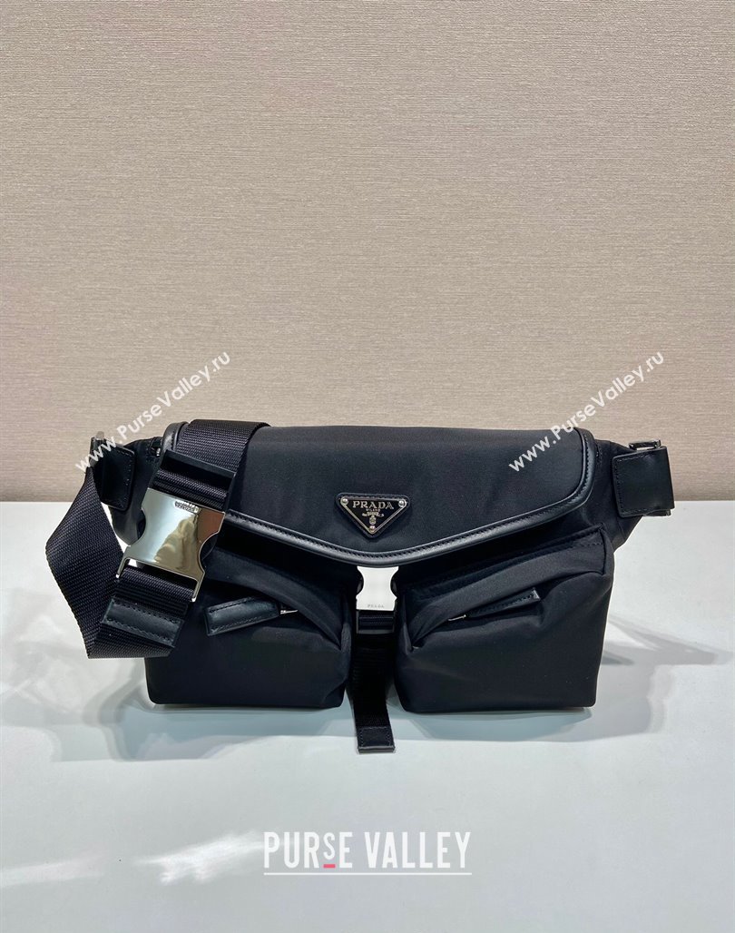 Prada Re-Nylon and leather belt bag Black 2024 2VH174 (YZ-240524043)