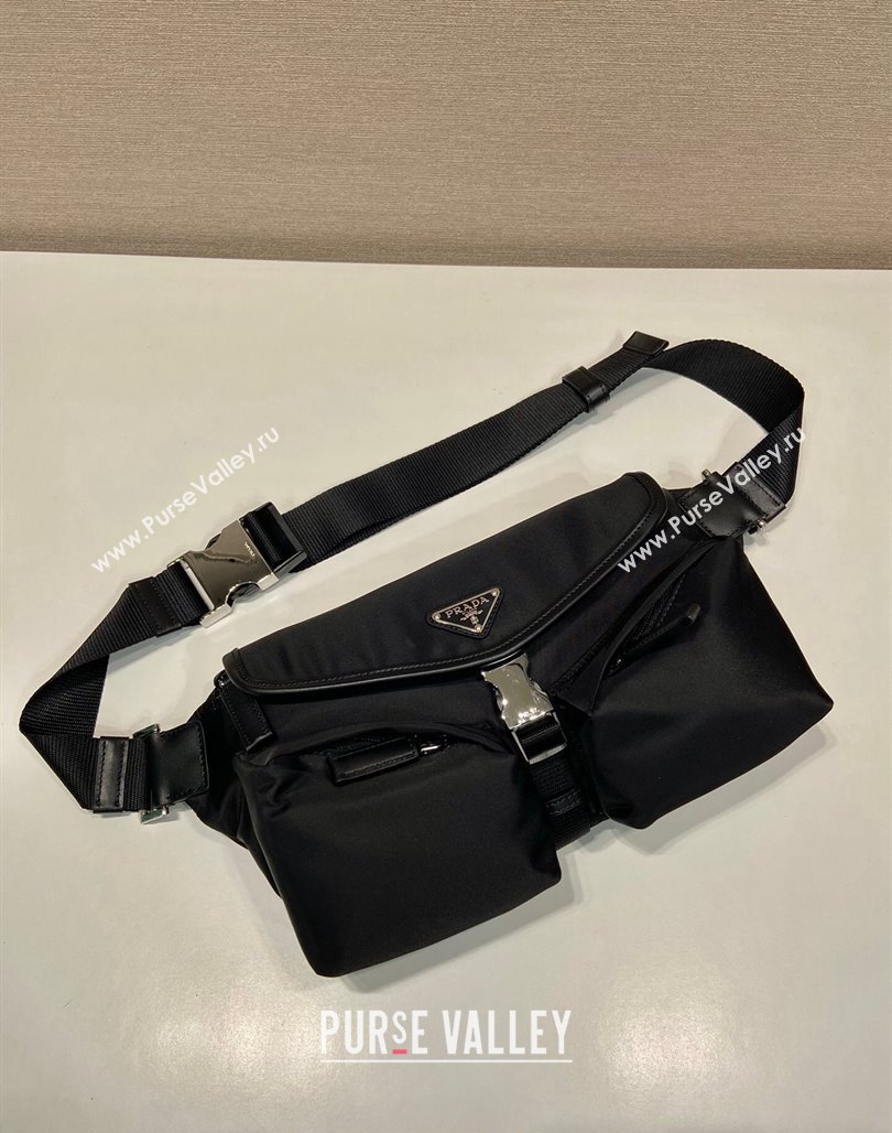 Prada Re-Nylon and leather belt bag Black 2024 2VH174 (YZ-240524043)