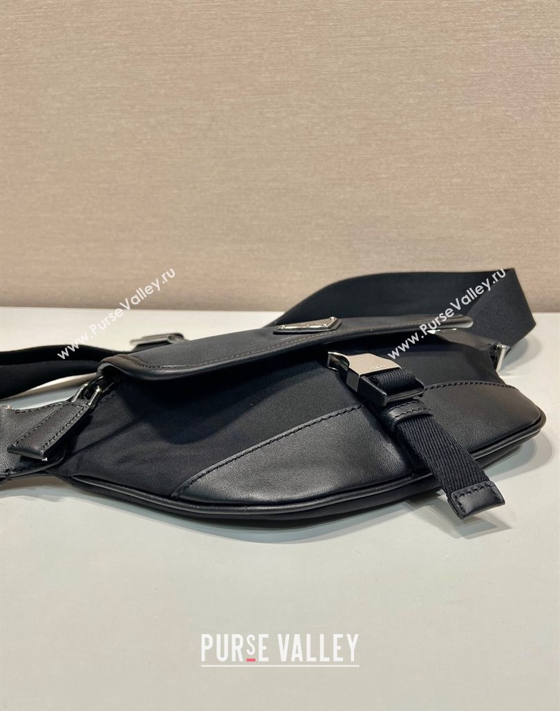 Prada Re-Nylon and leather belt bag Black 2VH176 2024 (YZ-240524044)