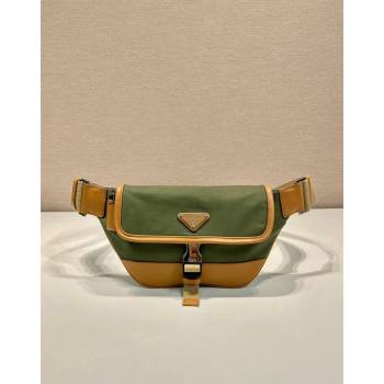Prada Re-Nylon and leather belt bag 2VH176 Military Green/Brown 2024 (YZ-240524045)