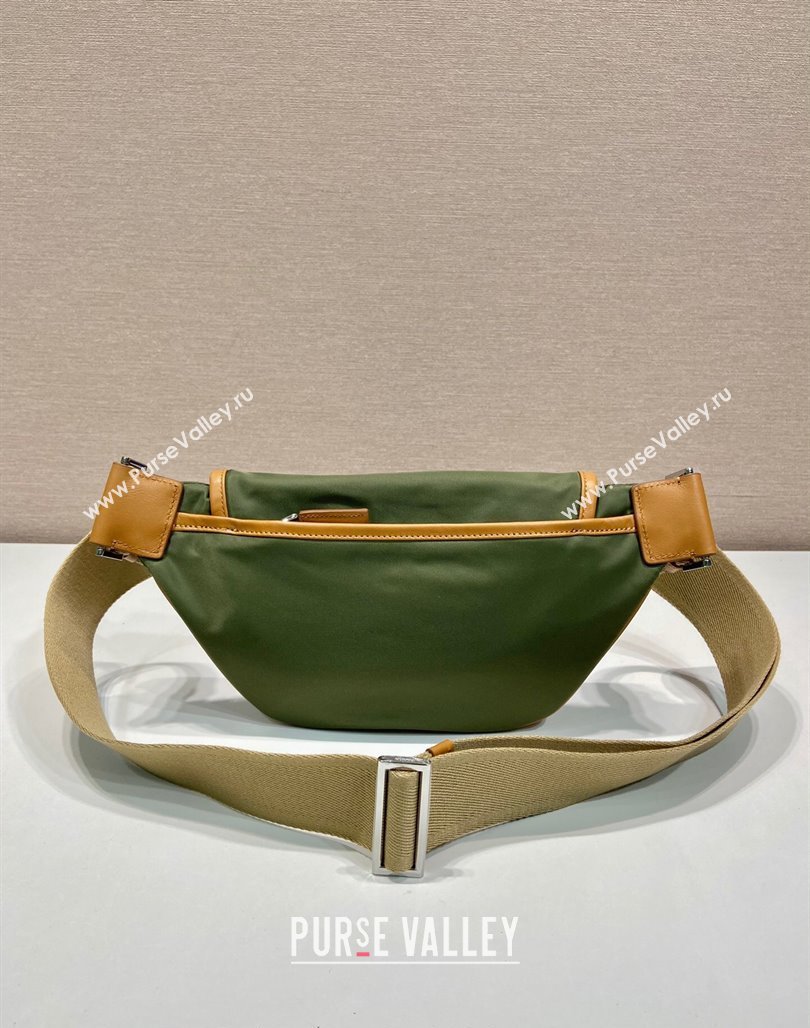 Prada Re-Nylon and leather belt bag 2VH176 Military Green/Brown 2024 (YZ-240524045)