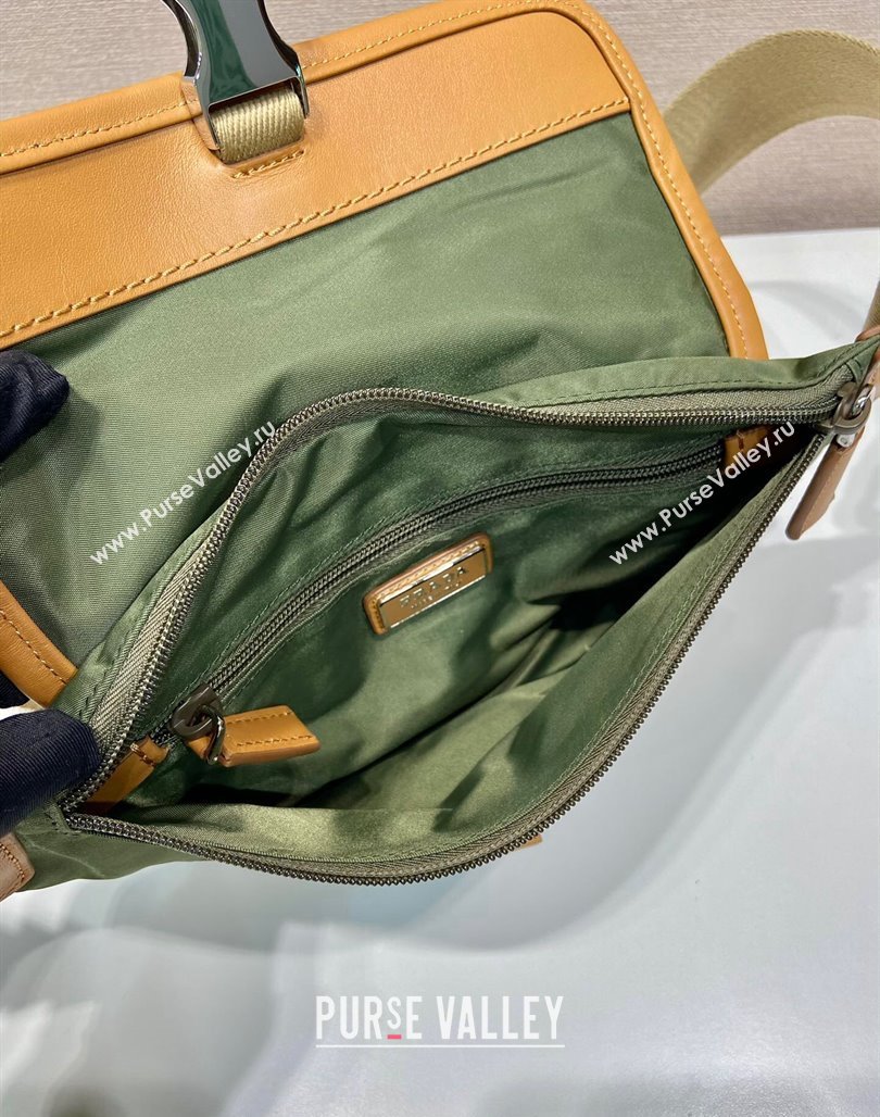 Prada Re-Nylon and leather belt bag 2VH176 Military Green/Brown 2024 (YZ-240524045)