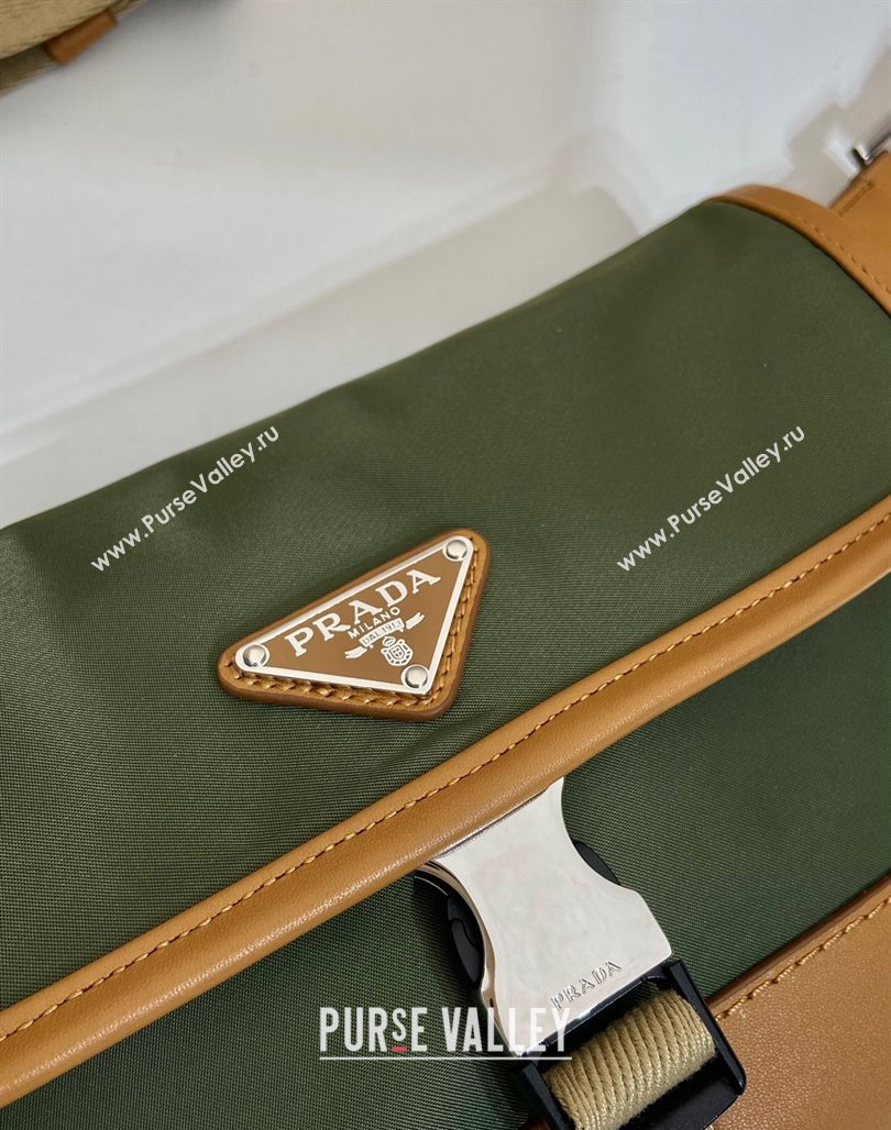 Prada Re-Nylon and leather belt bag 2VH176 Military Green/Brown 2024 (YZ-240524045)