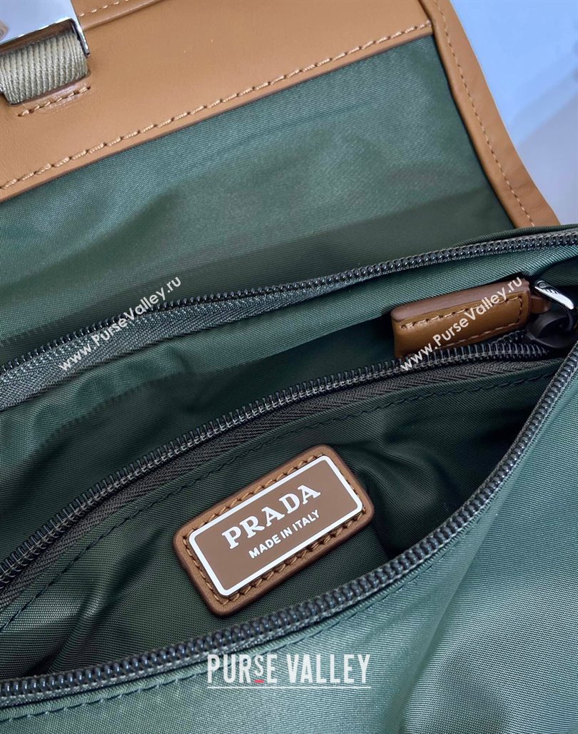 Prada Re-Nylon and leather belt bag 2VH176 Military Green/Brown 2024 (YZ-240524045)