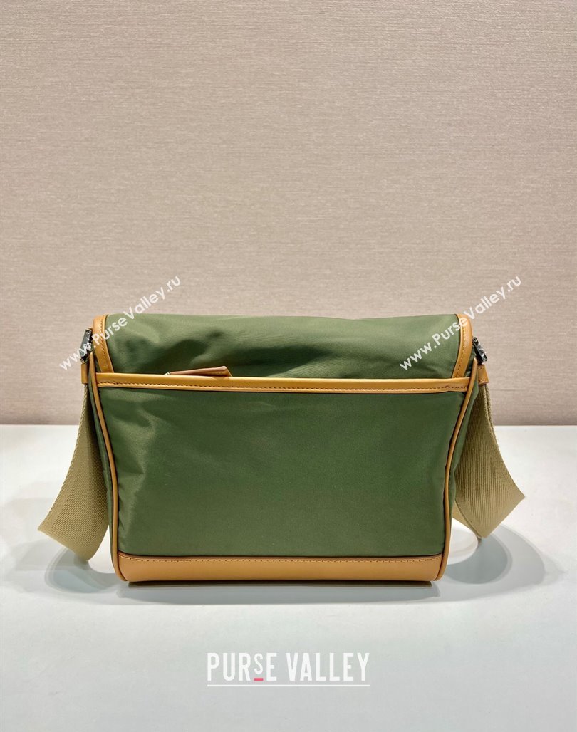 Prada Re-Nylon and leather shoulder bag 2VD066 Military Green/Brown 2024 (YZ-240524046)