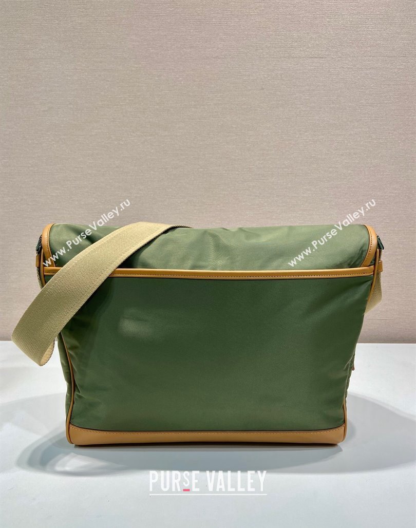 Prada Re-Nylon and leather shoulder bag 2VD052 Military Green/Brown 2024 (YZ-240524048)