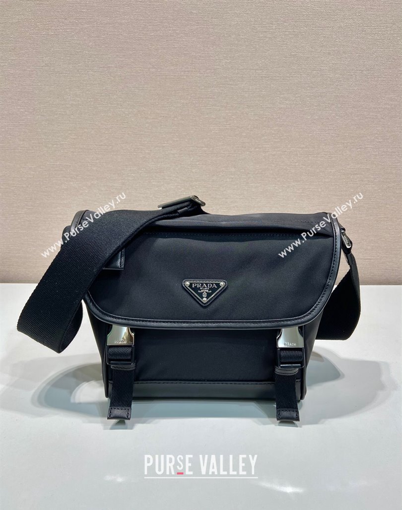 Prada Re-Nylon and leather shoulder bag 2VD066 Black 2024 (YZ-240524047)