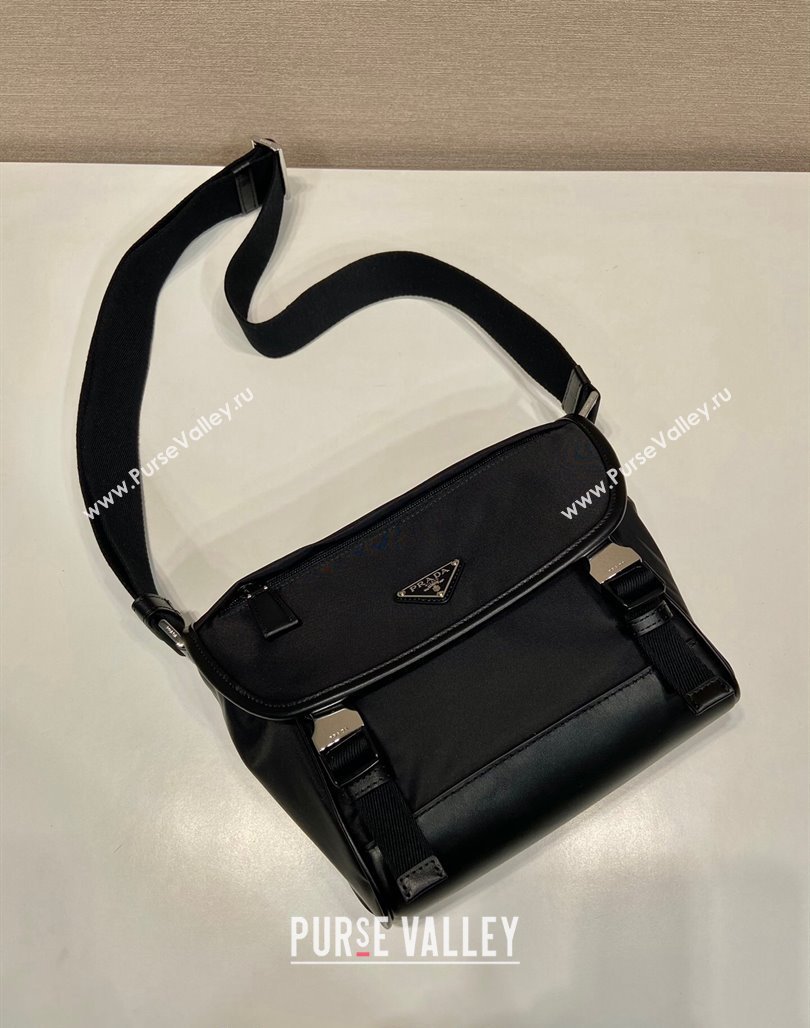 Prada Re-Nylon and leather shoulder bag 2VD066 Black 2024 (YZ-240524047)