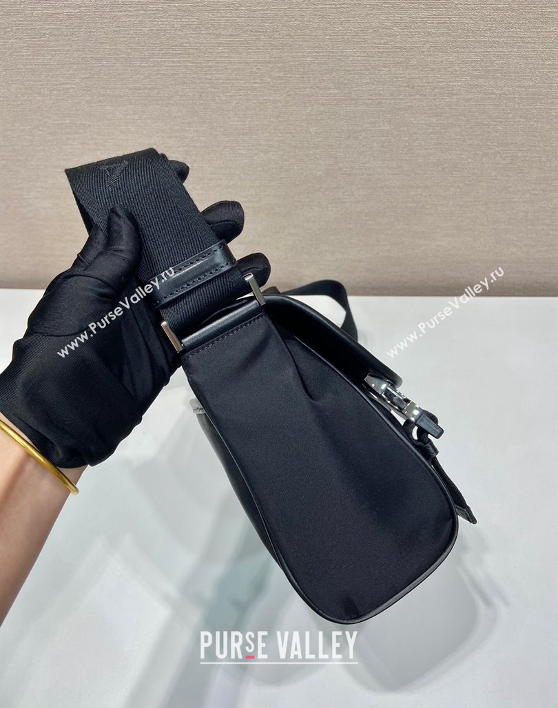 Prada Re-Nylon and leather shoulder bag 2VD066 Black 2024 (YZ-240524047)