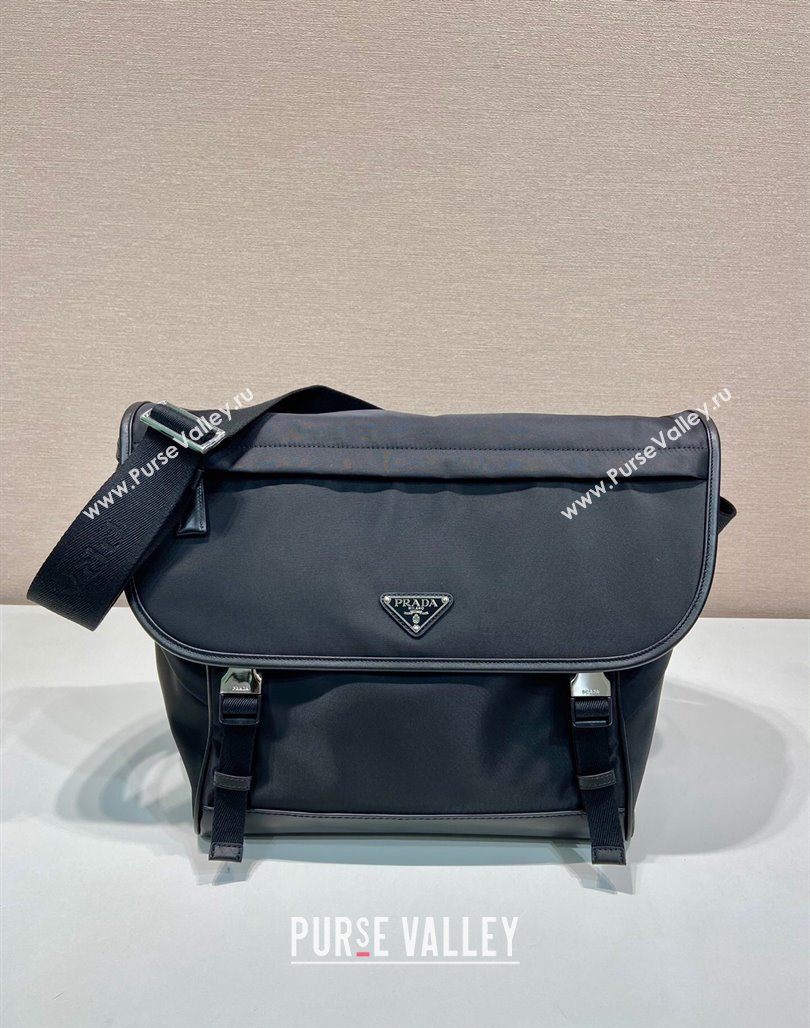 Prada Re-Nylon and leather shoulder bag 2VD052 Black 2024 (YZ-240524049)