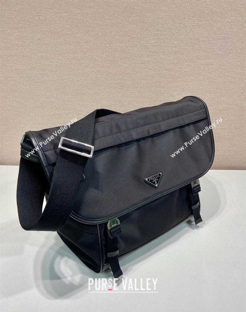 Prada Re-Nylon and leather shoulder bag 2VD052 Black 2024 (YZ-240524049)