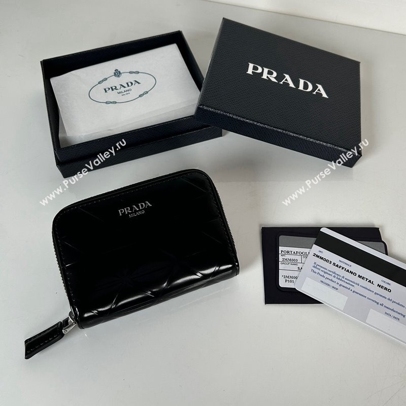 Prada Brushed leather Card Holder Wallet Black 2024 2MM003 (YZ-240524053)