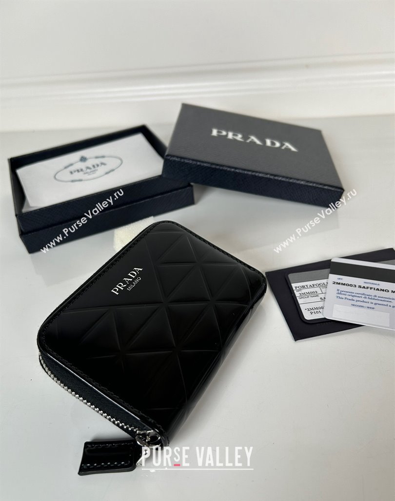 Prada Brushed leather Card Holder Wallet Black 2024 2MM003 (YZ-240524053)
