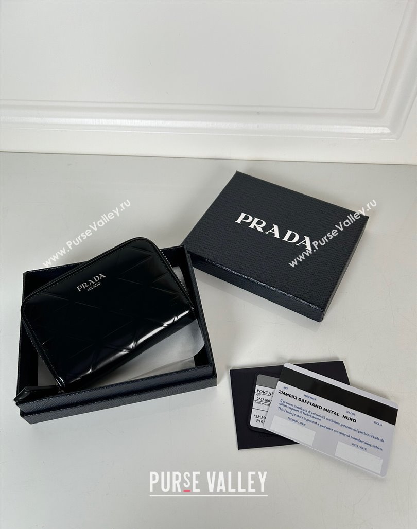 Prada Brushed leather Card Holder Wallet Black 2024 2MM003 (YZ-240524053)