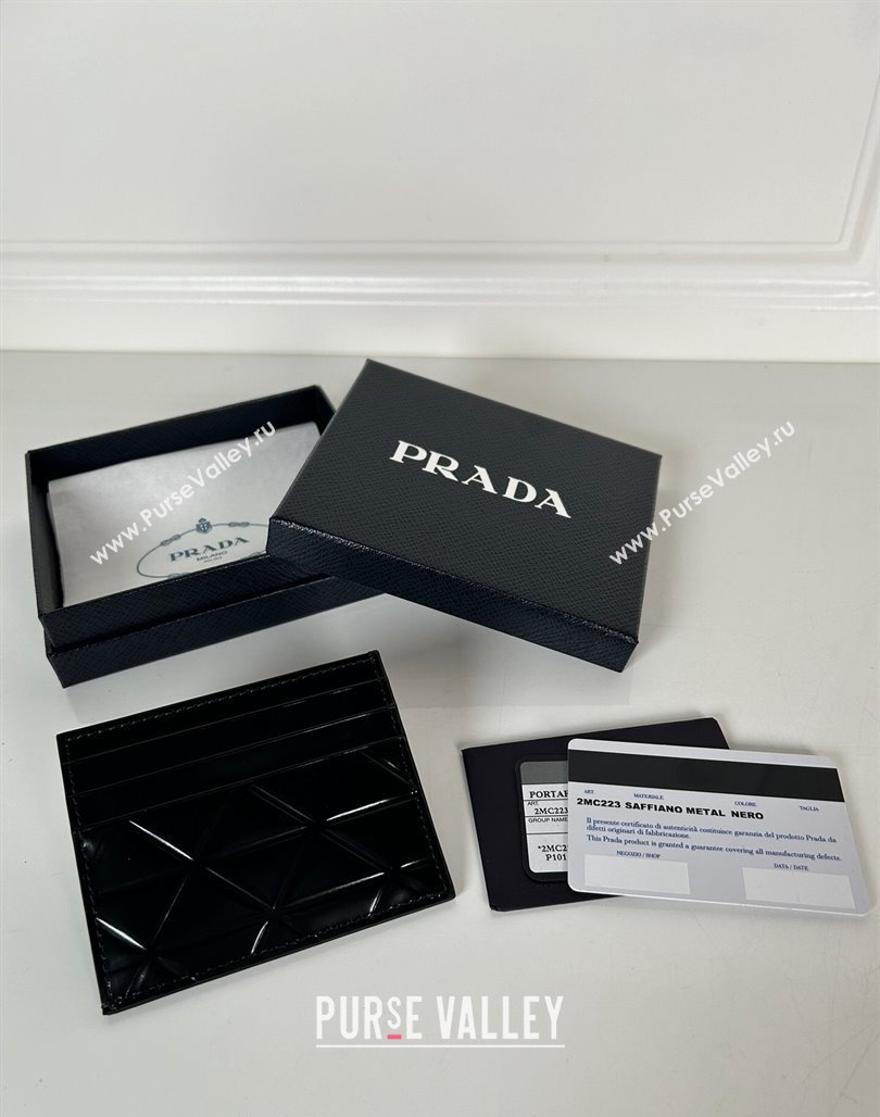 Prada Brushed leather credit card holder Wallet Black 2024 2MC223 (YZ-240524055)