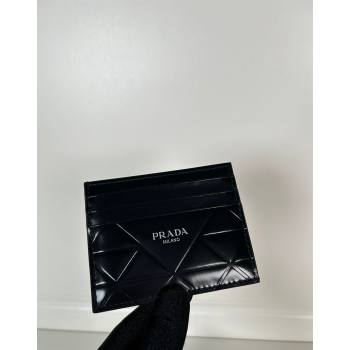 Prada Brushed leather credit card holder Wallet Black 2024 2MC223 (YZ-240524055)