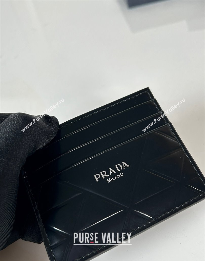 Prada Brushed leather credit card holder Wallet Black 2024 2MC223 (YZ-240524055)