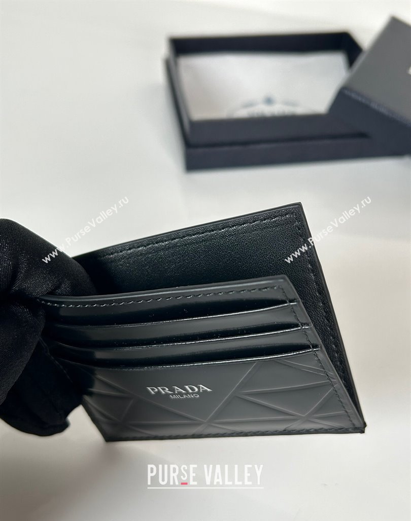 Prada Brushed leather credit card holder Wallet Black 2024 2MC223 (YZ-240524055)