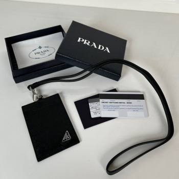 Prada Saffiano Leather Badge Holder 1MC007 Black2 2024 052401 (YZ-240524056)