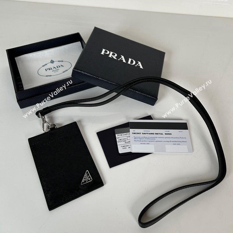 Prada Saffiano Leather Badge Holder 1MC007 Black2 2024 052401 (YZ-240524056)