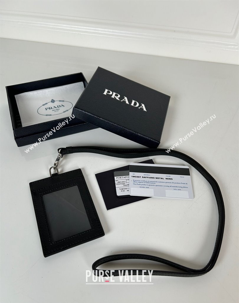 Prada Saffiano Leather Badge Holder 1MC007 Black2 2024 052401 (YZ-240524056)