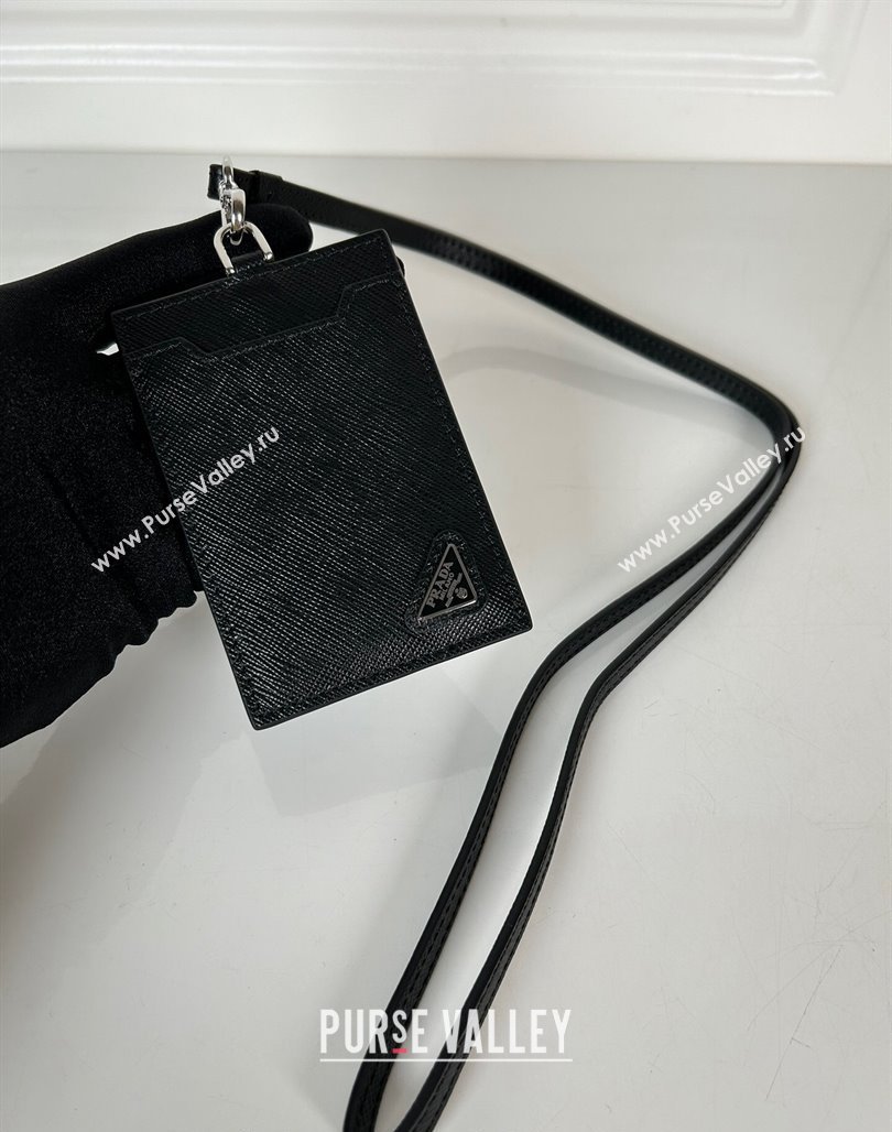 Prada Saffiano Leather Badge Holder 1MC007 Black2 2024 052401 (YZ-240524056)