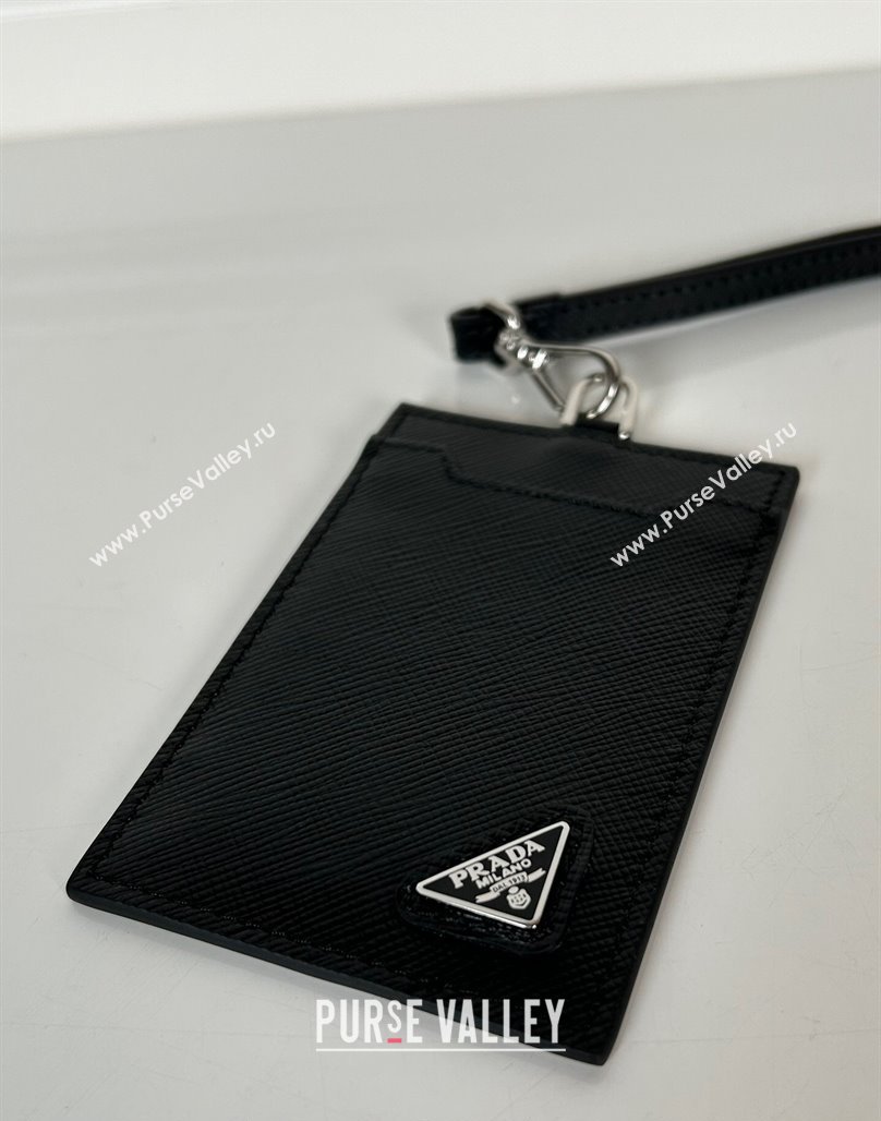 Prada Saffiano Leather Badge Holder 1MC007 Black2 2024 052401 (YZ-240524056)