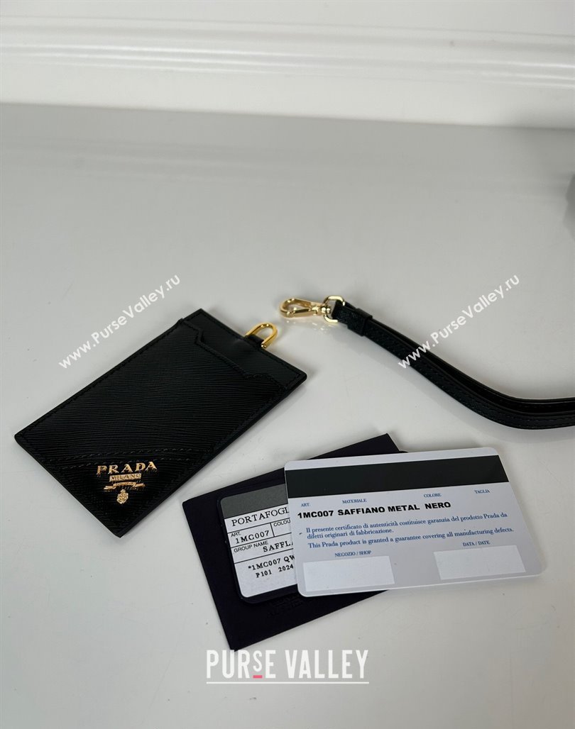 Prada Saffiano Leather Badge Holder 1MC007 Black/Gold 2024 052401 (YZ-240524057)