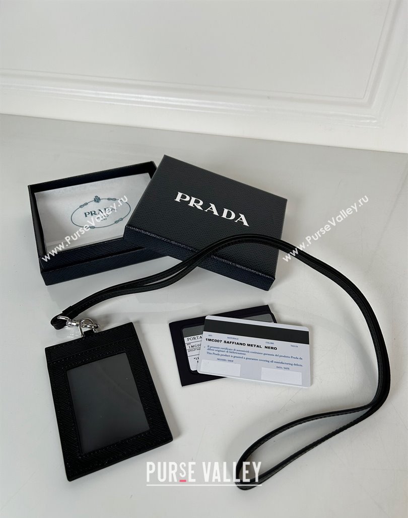 Prada Saffiano Leather Badge Holder 1MC007 Black/Silver 2024 052401 (YZ-240524058)