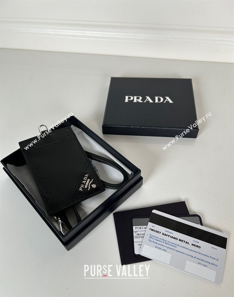 Prada Saffiano Leather Badge Holder 1MC007 Black/Silver 2024 052401 (YZ-240524058)