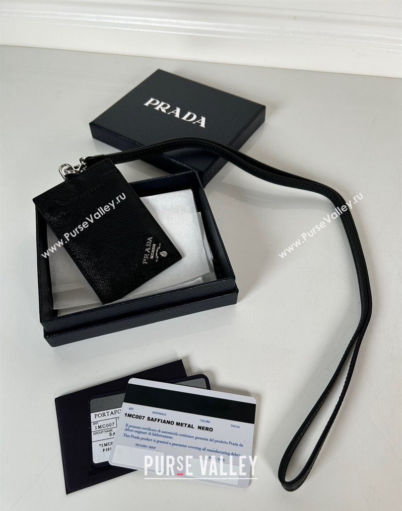 Prada Saffiano Leather Badge Holder 1MC007 Black/Silver 2024 052401 (YZ-240524058)