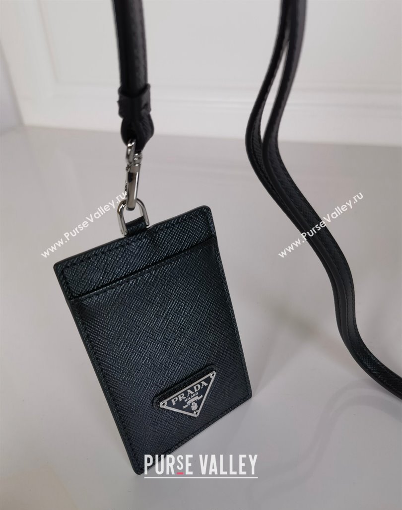 Prada Saffiano Leather Badge Holder 1MC007 Black/Silver 2024 052402 (YZ-240524059)