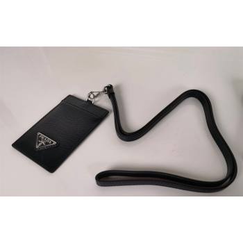 Prada Saffiano Leather Badge Holder 1MC007 Black/Silver 2024 052402 (YZ-240524059)