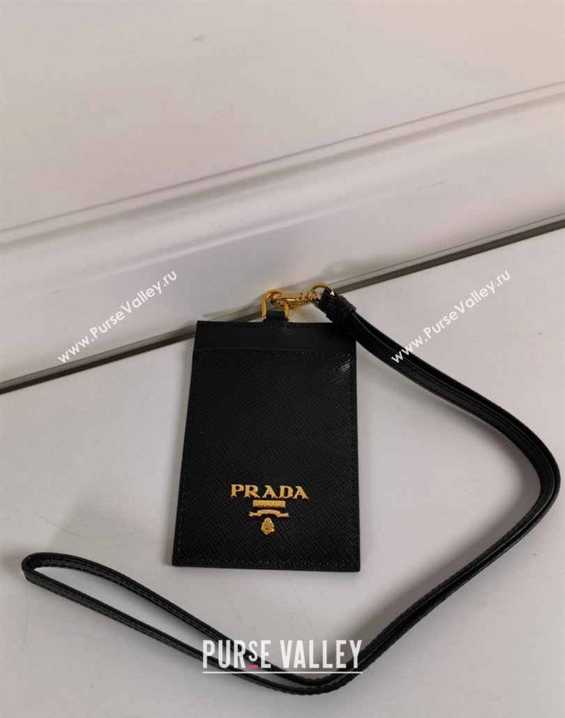 Prada Saffiano Leather Badge Holder 1MC007 Black2 2024 052402 (YZ-240524061)