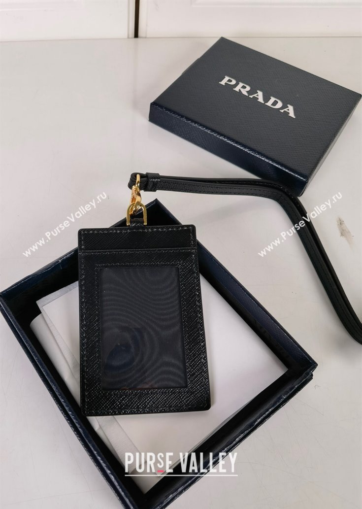 Prada Saffiano Leather Badge Holder 1MC007 Black/Gold 2024 052402 (YZ-240524060)