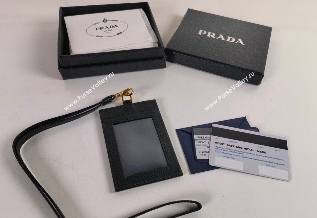 Prada Saffiano Leather Badge Holder 1MC007 Black2 2024 052402 (YZ-240524061)