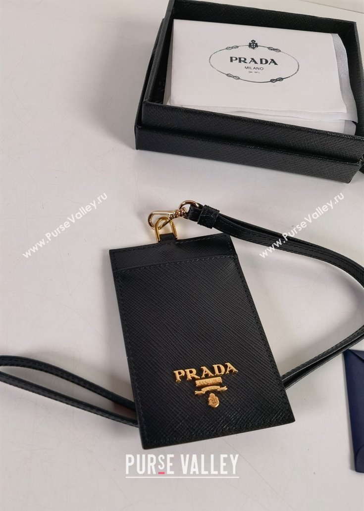 Prada Saffiano Leather Badge Holder 1MC007 Black2 2024 052402 (YZ-240524061)